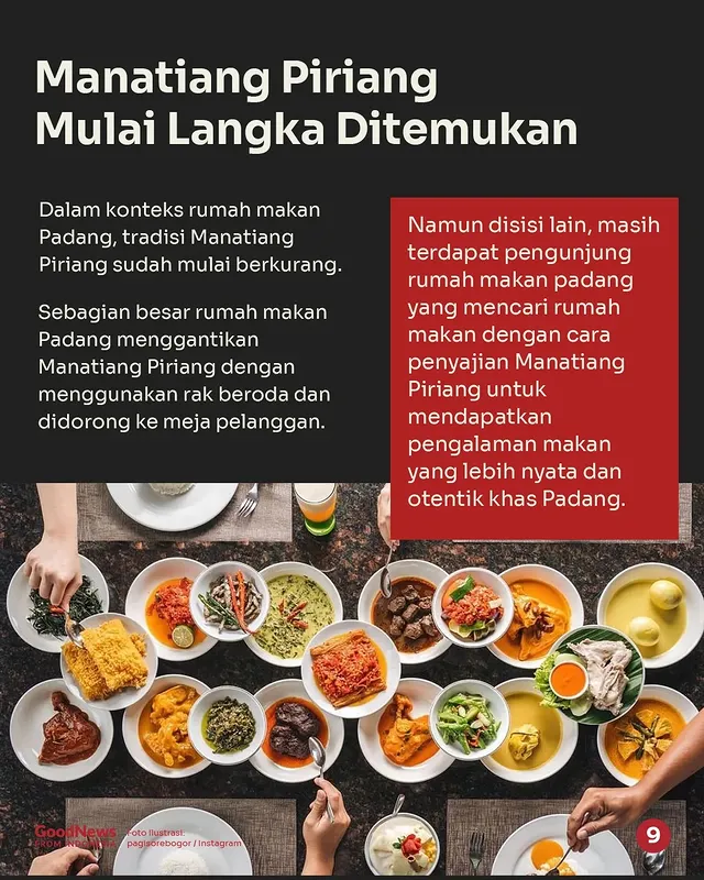 Manatiang Piriang, Cara Penyajian Makanan Nan Unik Ala Minangkabau
