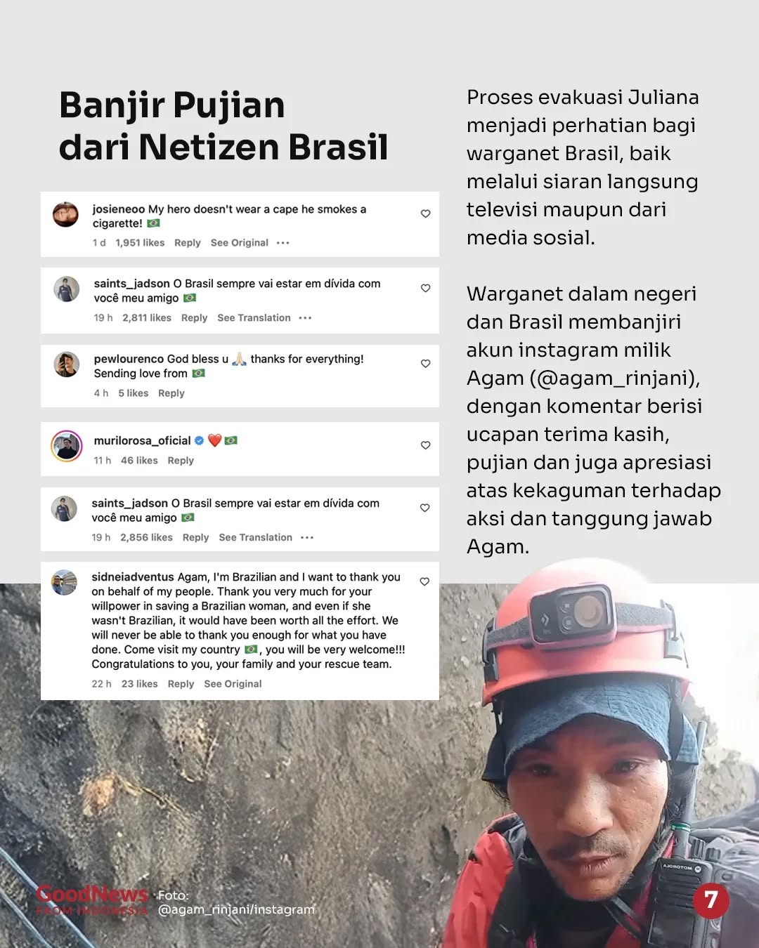 Mengenal Siapa Agam Rinjani yang Dipuji Warganet Brasil Usai Evakuasi Juliana Marins