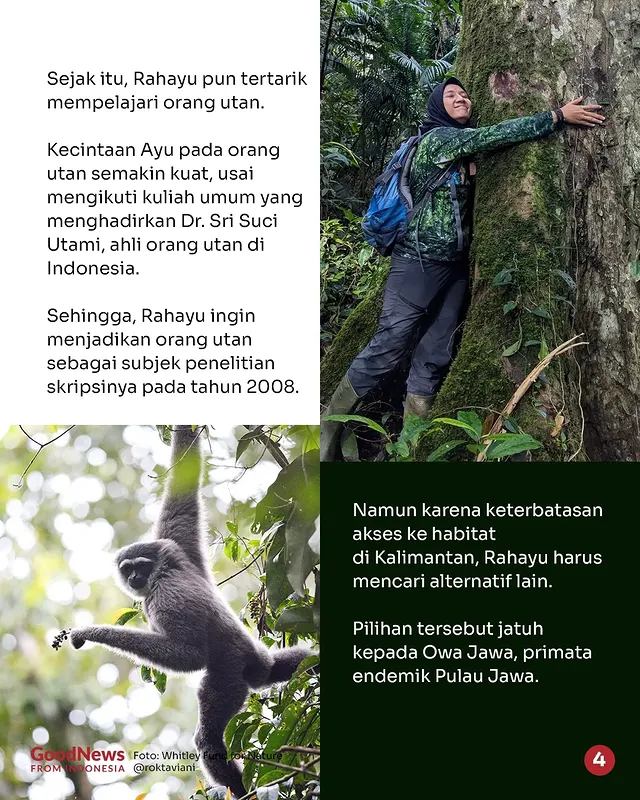 Rahayu Oktaviani, Peneliti Owa Jawa Peraih Penghargaan Bergengsi Whitley Awards 2025