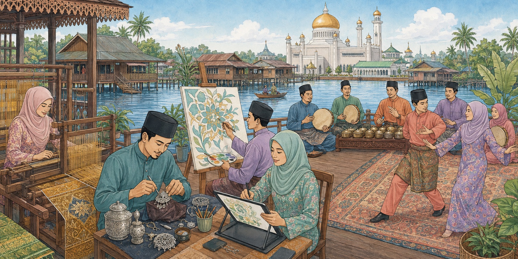 An illustration of Bruneis creative pulse where heritage meets a digital generation