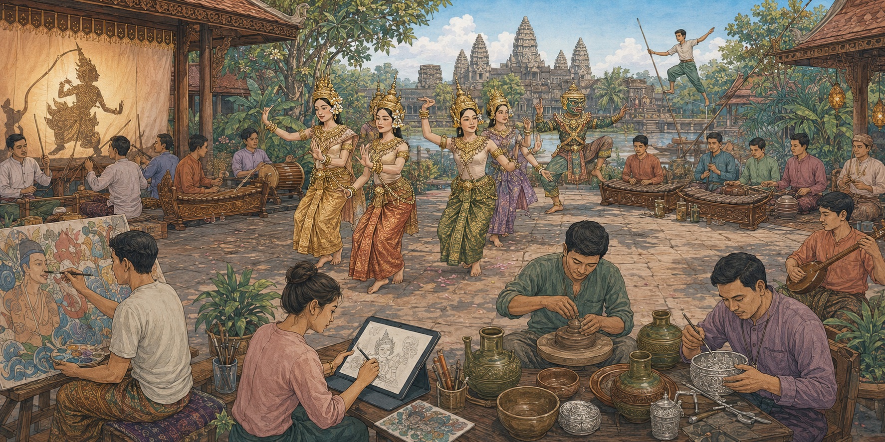 An illustration of Cambodias creative reawakening_ancient traditions, new voices and an arts scene in motion