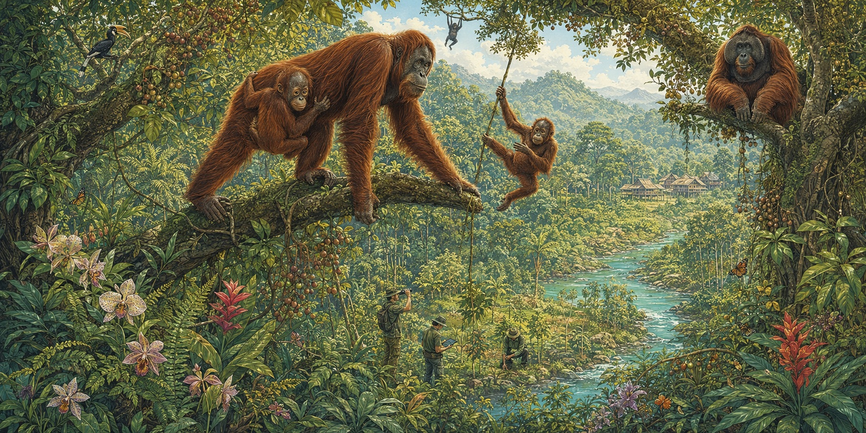 An illustration of Canopy Keepers_Southeast Asias New Front Line for Orangutan Survival