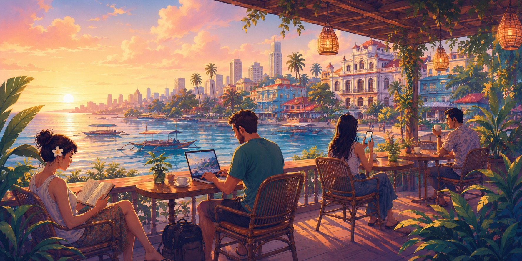 An illustration of digital nomads in the Philippines