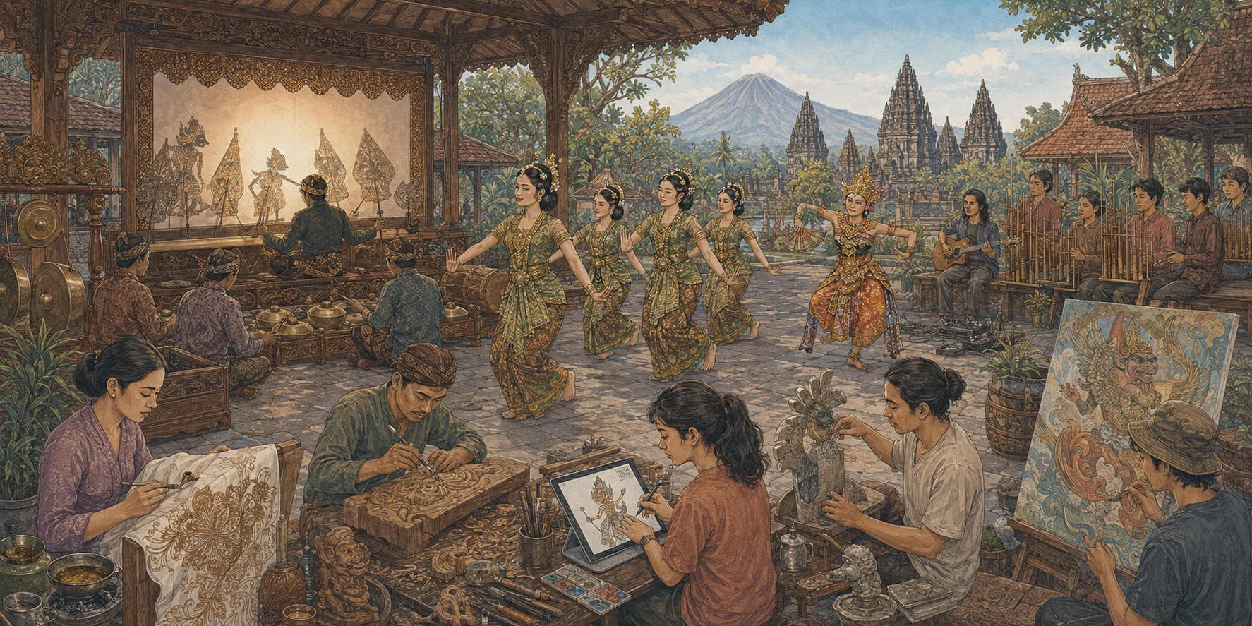 An illustration of Indonesias creative surge_ancient rhythms, street voices and a digital generation