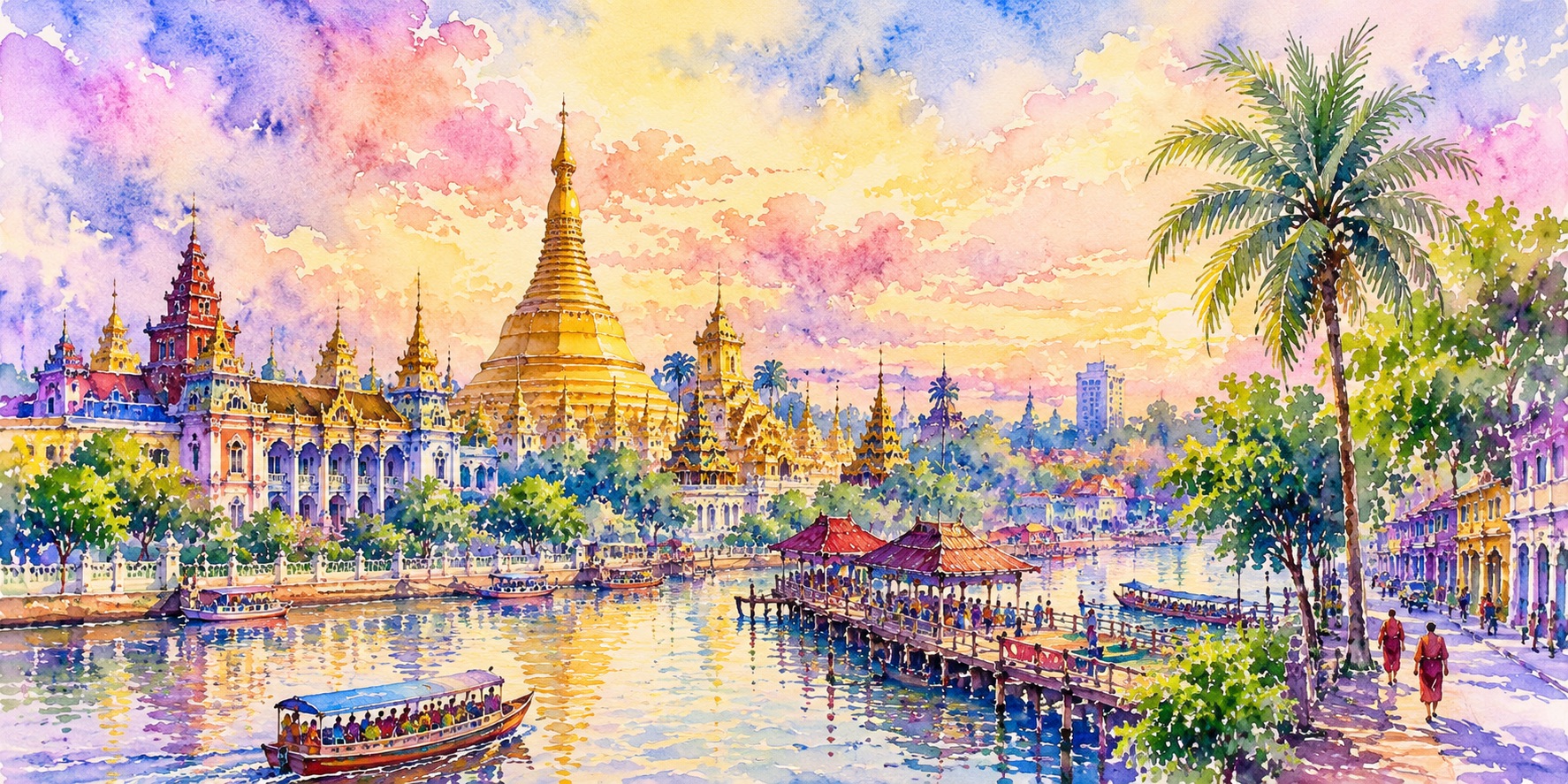 An illustration of Myanmars cultural soul endures through golden pagodas historic streets river communities and deeply rooted spiritual traditions