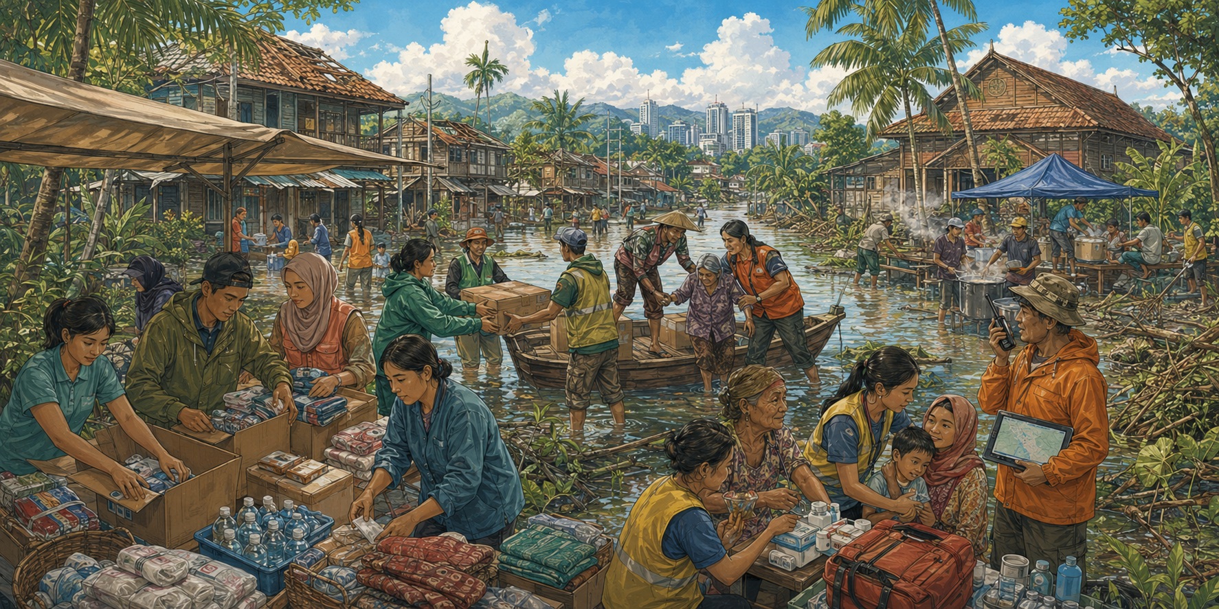 An illustration of The First to Arrive_Southeast Asias Humanitarian Future Is Local