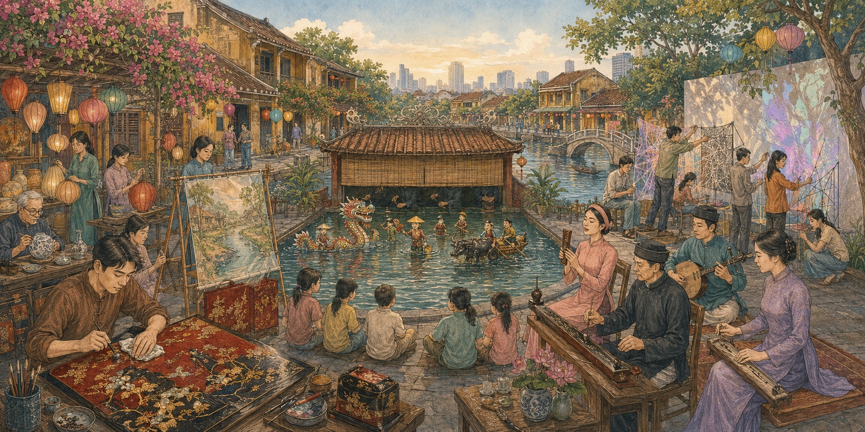 An illustration of Vietnams Creative Surge_From Lacquer Studios to Digital Cityscapes