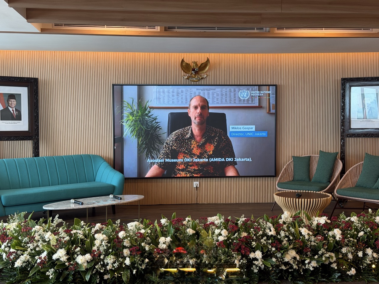 Miklos Gaspar, Director of the United Nations Information Centre (UNIC) Indonesia, delivered a recorded video message to participants, reaffirming the vital role of museums in advancing the Sustainable Development Goals