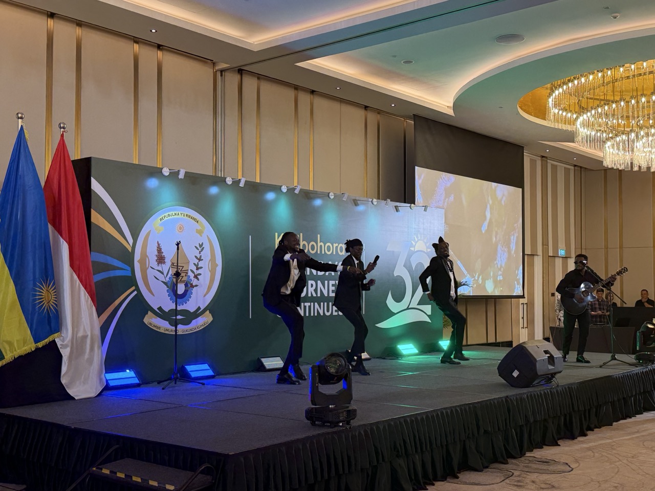 Rwandan traditional musician Ruti Joel, accompanied by DJ Ricky Fay, performed a vibrant showcase of Rwanda's rich musical heritage for guests in Jakarta
