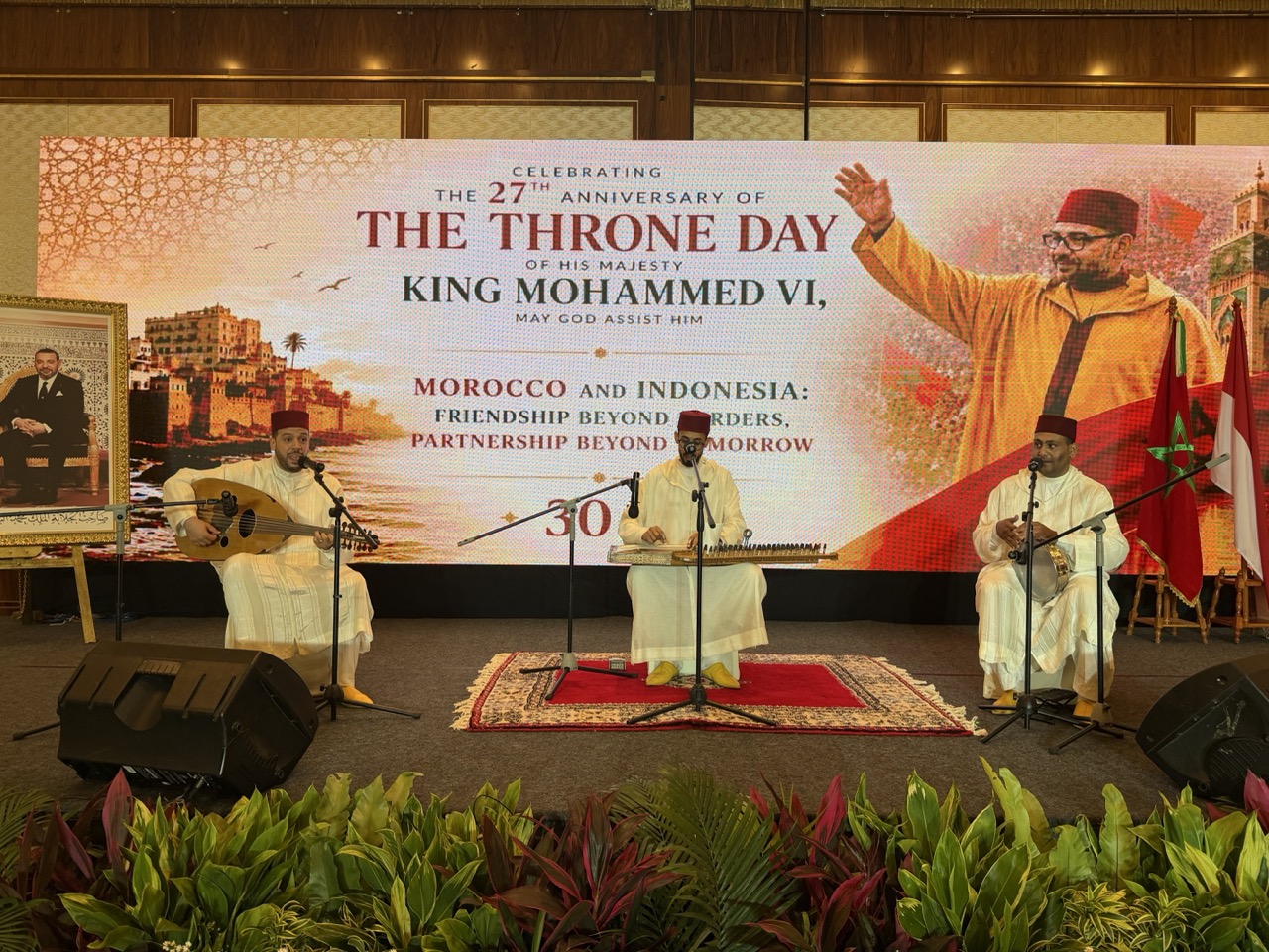 Melodies Al-Andalus performs at the Throne Day reception, following its appearance at the Indonesia–Morocco Cultural Evening earlier that week.