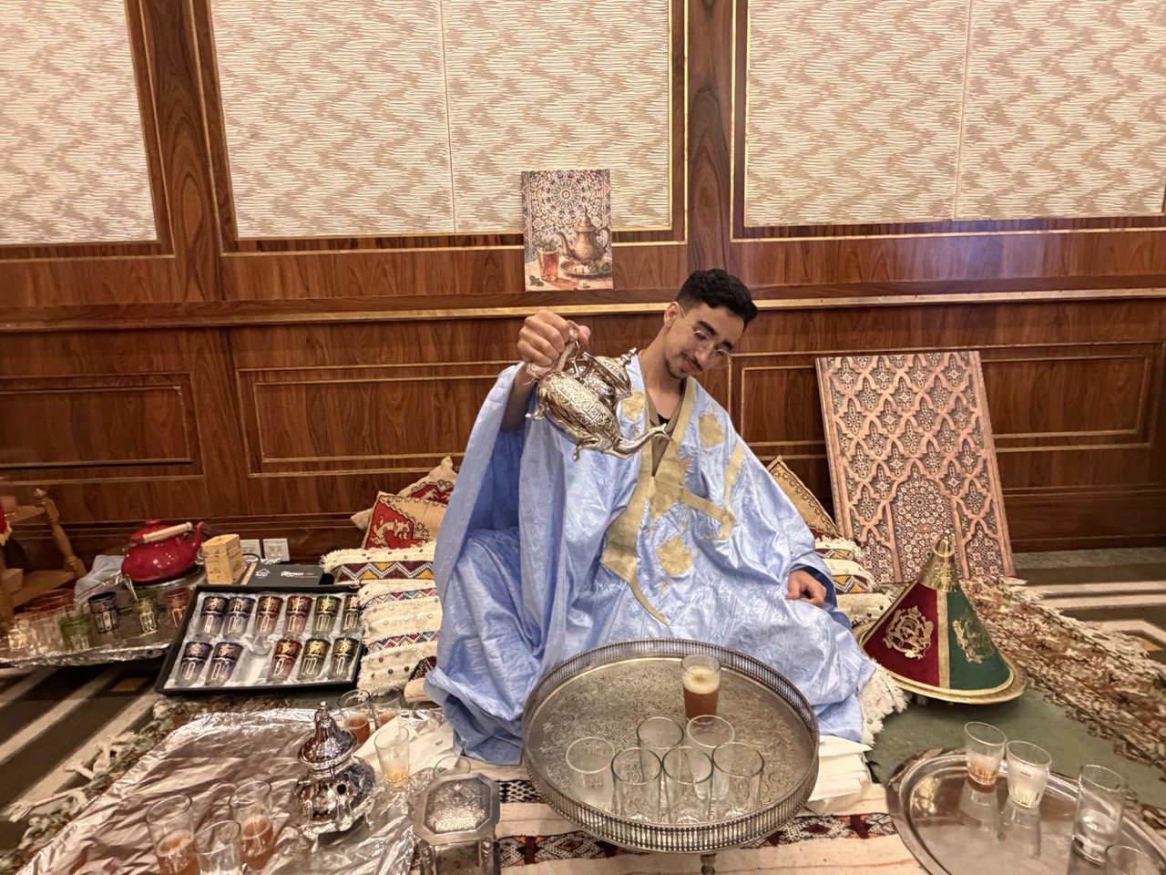 Traditional Moroccan tea service brings warmth and hospitality to the Throne Day reception.