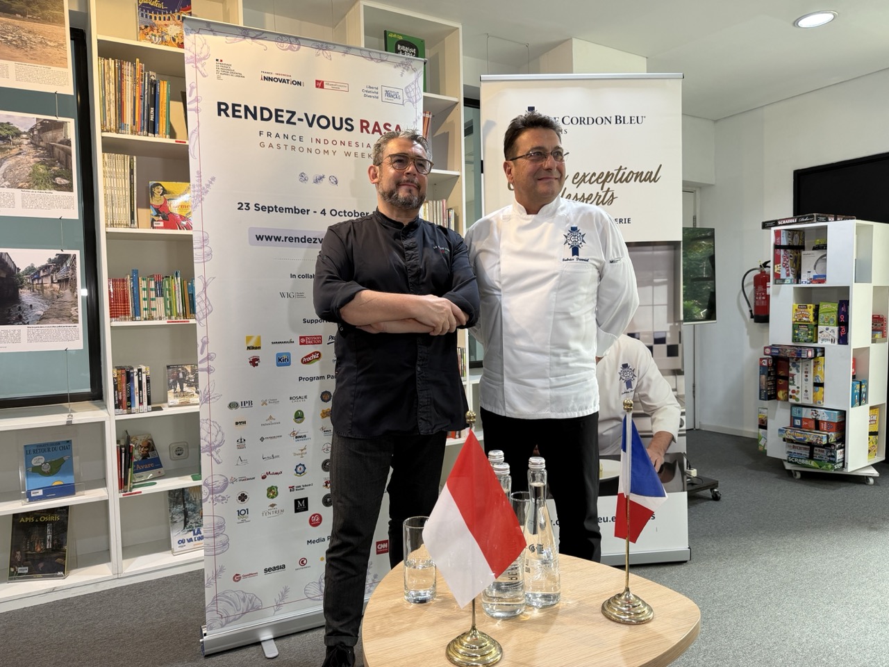 French chefs Stéphane Carrade (left) and Fabrice Danniel at the opening press conference for Rendez-Vous Rasa 2026 in Jakarta.