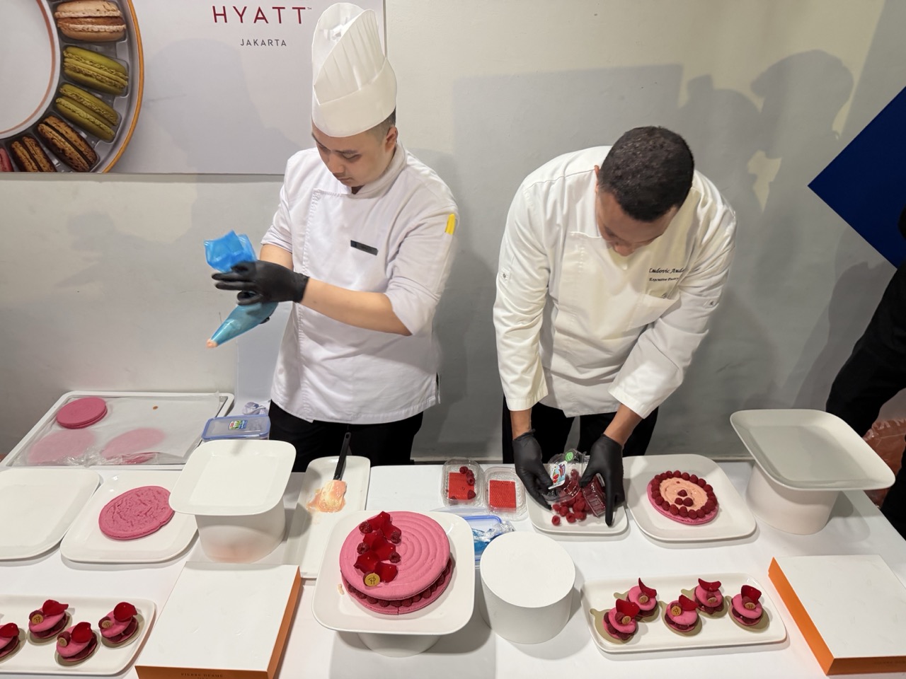 Chefs prepare French-inspired pastries and desserts for guests at the opening of Rendez-Vous Rasa 2026.