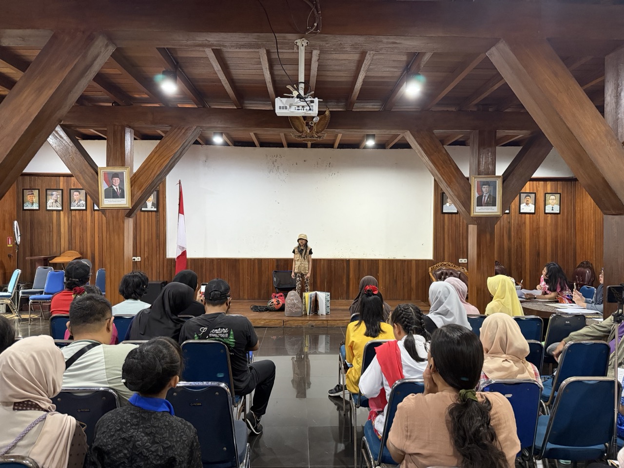 Children bring stories to life during the storytelling competition at MuseeID’s Festival Cerita Kota at Museum Bahari Jakarta.