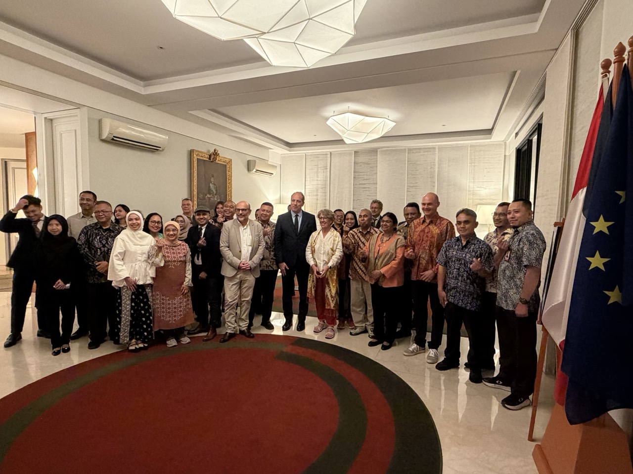 Ambassador Fabien Penone joins guests and French and Indonesian scientists at the SELAMAT reception at his Jakarta residence on October 29, 2026.