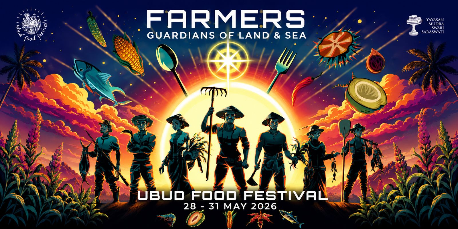 The poster of Ubud Food Festival 2026: Guardians of Land and Sea