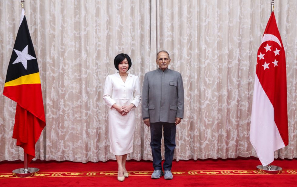 President and Nobel Peace Prize laureate José Ramos-Horta receives the Letters of Credence from Her Excellency Teo Lay Cheng, Singapore's first resident Ambassador Extraordinary and Plenipotentiary to Timor-Leste, marking a new milestone in bilateral relations
