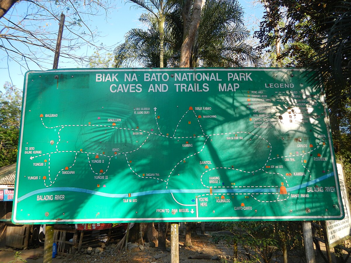 Biak na Bato National Park cave and trail map