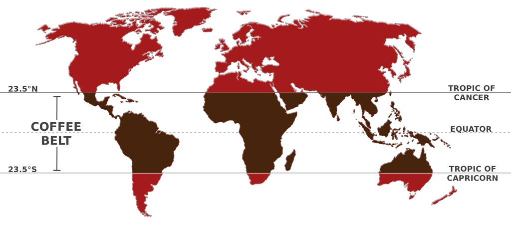 The Coffee Belt Map (melacoffee.com)